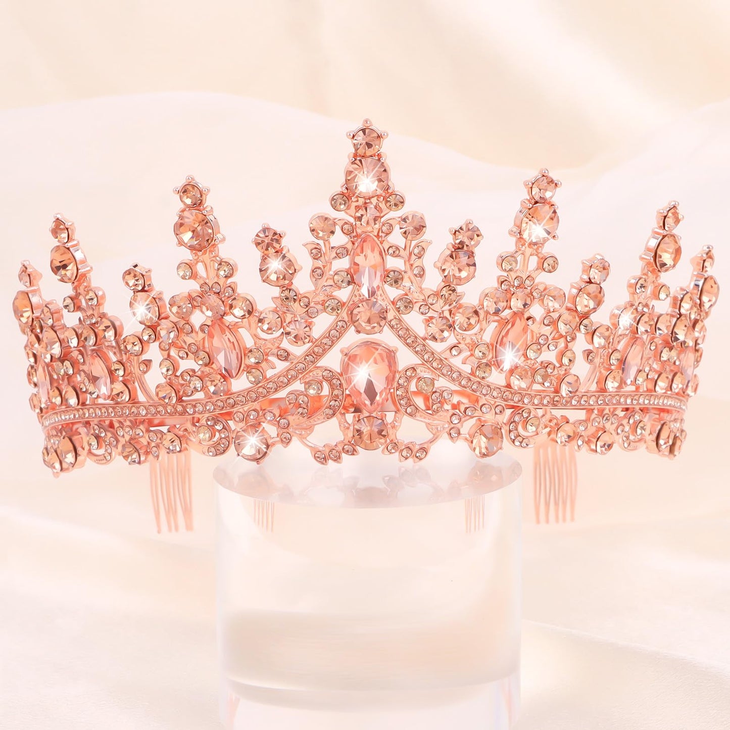 CURASA Princess Crown Rose Gold Tiara for Little Girls Tiaras and Crowns for Women Queen Crowns Birthday Crown Adult Women Fairy Crown Quinceanera Crown Headpiece Wedding Crown for Bride