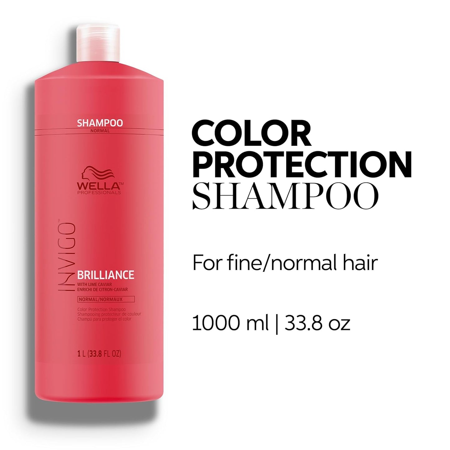 Wella Professionals Invigo Brilliance Shampoo - Intense Color Protection for Fine/Normal Hair | 33.8 Fl Oz