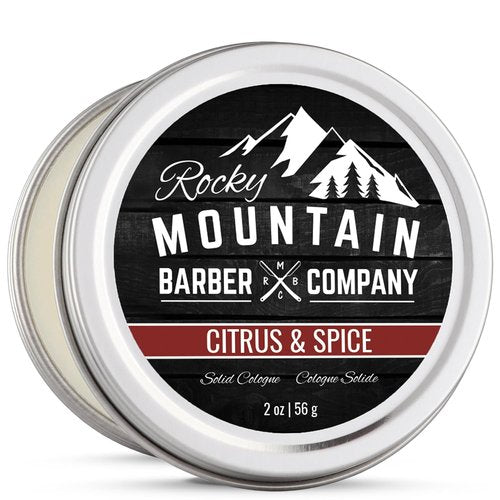 Rocky Mountain Barber Company Solid Cologne for Men - Citrus & Spice Scent | 2 Oz - Long-Lasting Formula with Coconut Oil & Shea Butter