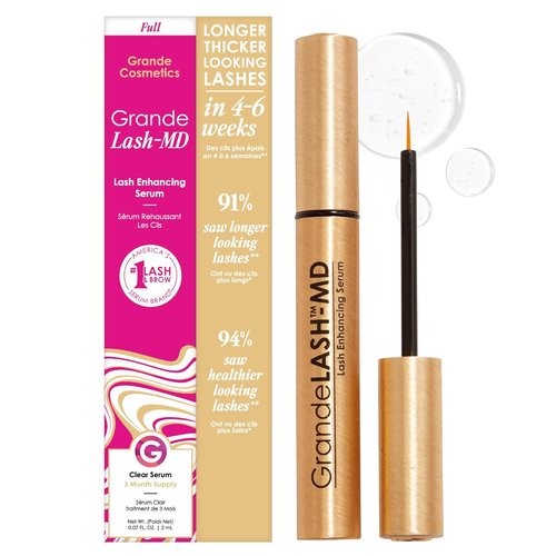 Grande Cosmetics GrandeLASH-MD Lash Enhancing Serum - Peptide & Vitamin Infused for Fuller, Thicker Lashes - Ophthalmologist Tested & Cruelty-Free