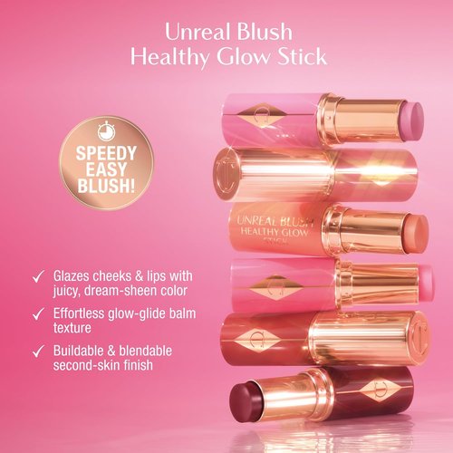 Charlotte Tilbury Unreal Healthy Glow Blush Stick - Buildable Cream Formula for Luminous Skin - Easy to Use & Blendable