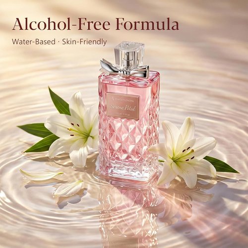 Perfume for Women, Alcohol-Free Long Lasting Fresh Floral Fragrance, Light & Soft Scent with Jasmine, Peony & Lemon, Sandalwood & Musk Base, 100ml / 3.4 fl oz, Gift for Women & Moms (Serene Petal)