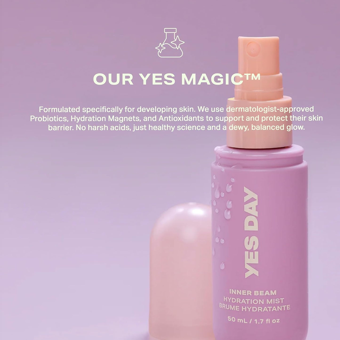 Yes Day Hydrating Face Mist for Teens - Travel Size Facial Spray with Kiwano Melon & Glucosamine (50ml)