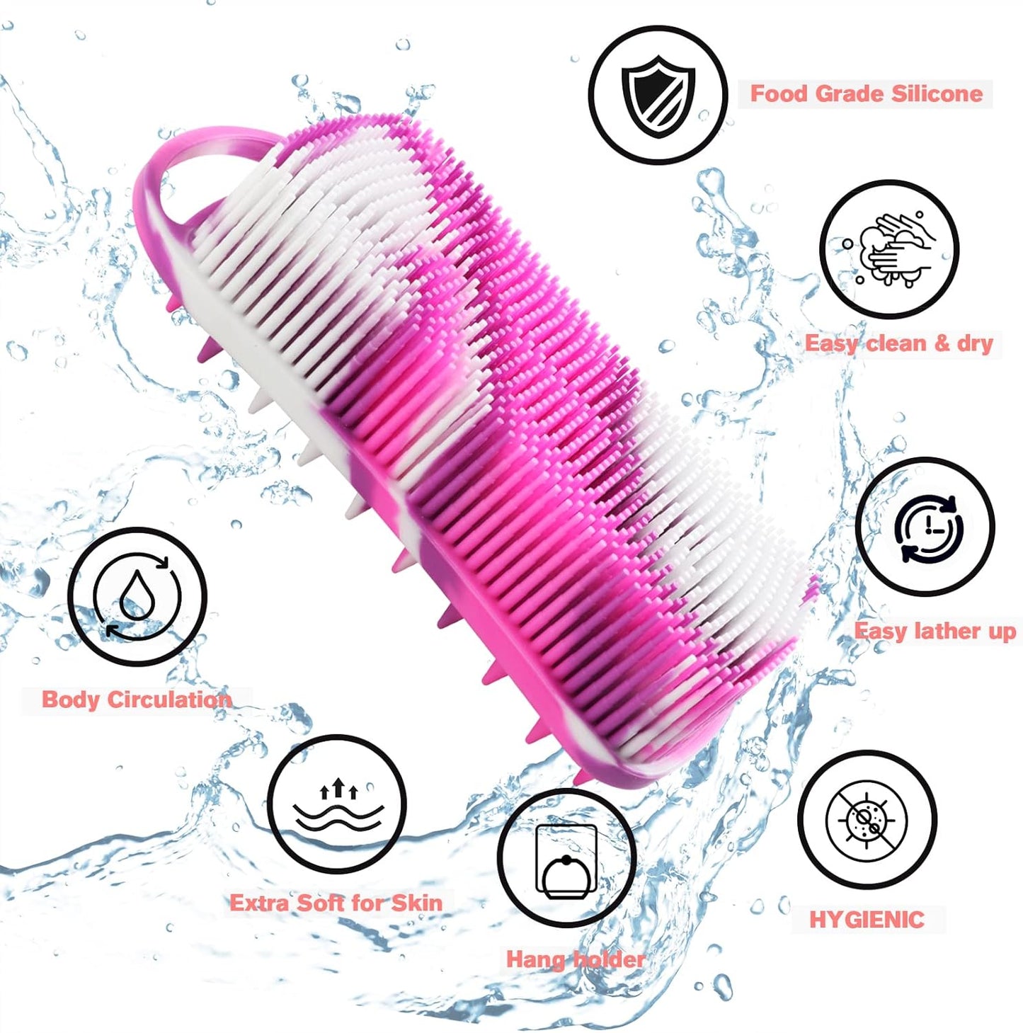Skiennix Silicone Body Scrubber - Gentle Exfoliating Bath Brush for Women | Travel-Friendly Deep Clean & Massage