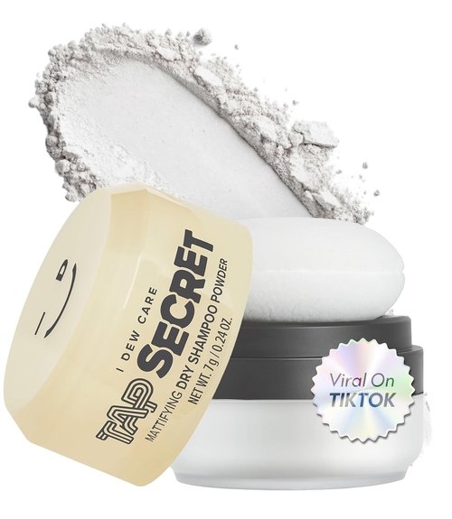 I DEW CARE Tap Secret Dry Shampoo Powder - Strengthening & Volumizing, Travel Size for Brunettes, 0.24 Oz