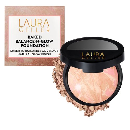 LAURA GELLER NEW YORK Baked Balance-N-Glow Illuminating Foundation - Porcelain - Buildable Sheer to Light Coverage - Satin Finish