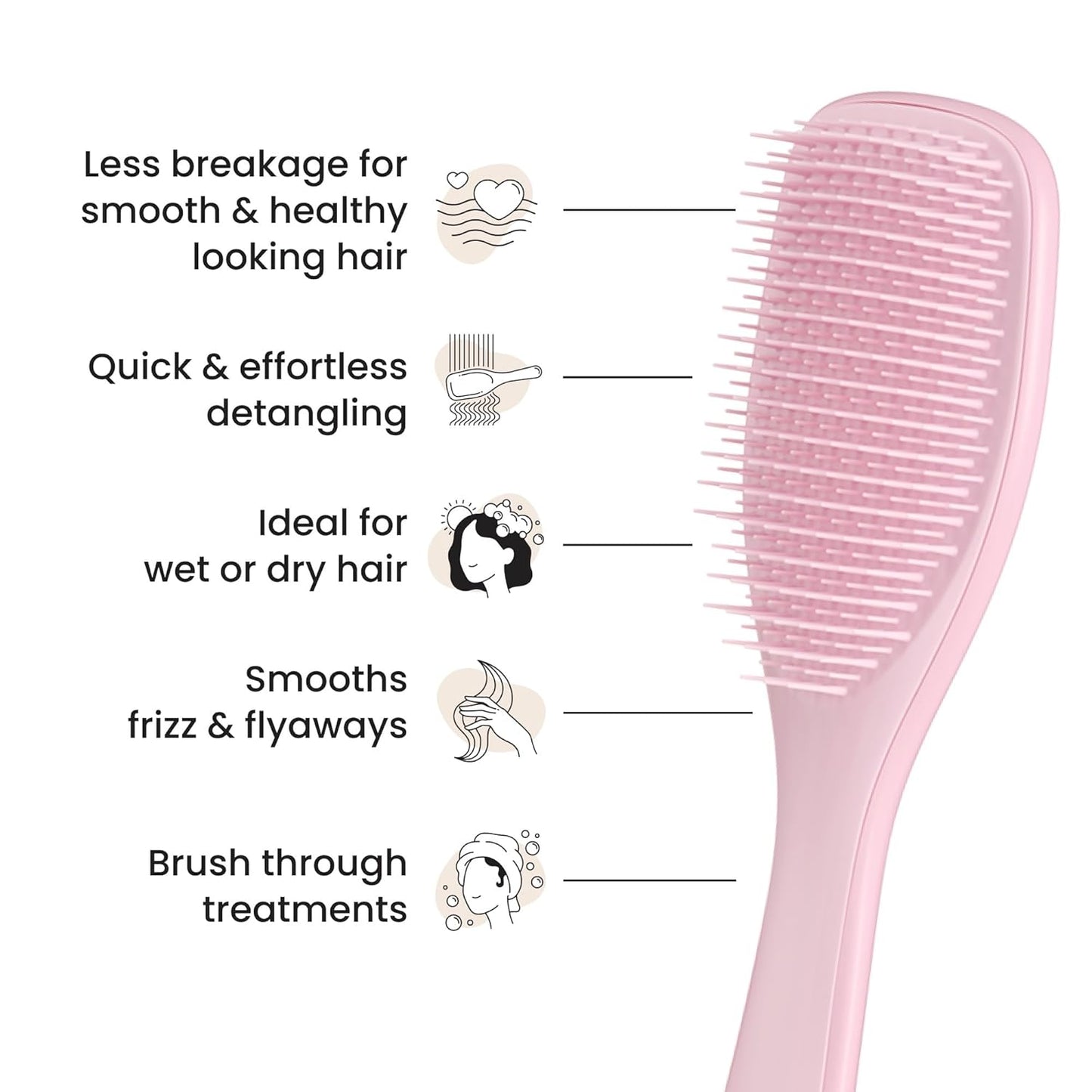 Tangle Teezer Ultimate Detangler Brush - Eliminates Knots & Reduces Breakage for Wet & Dry Hair | Millennial Pink