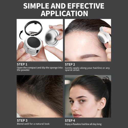 LEWEDO Hairline Powder 24H Stain-Proof, Root Touch Up Hair Color for Gray Coverage,Bald Spot Concealing Hair Shadow Powder for Women & Men,Natural-Looking (Brown)