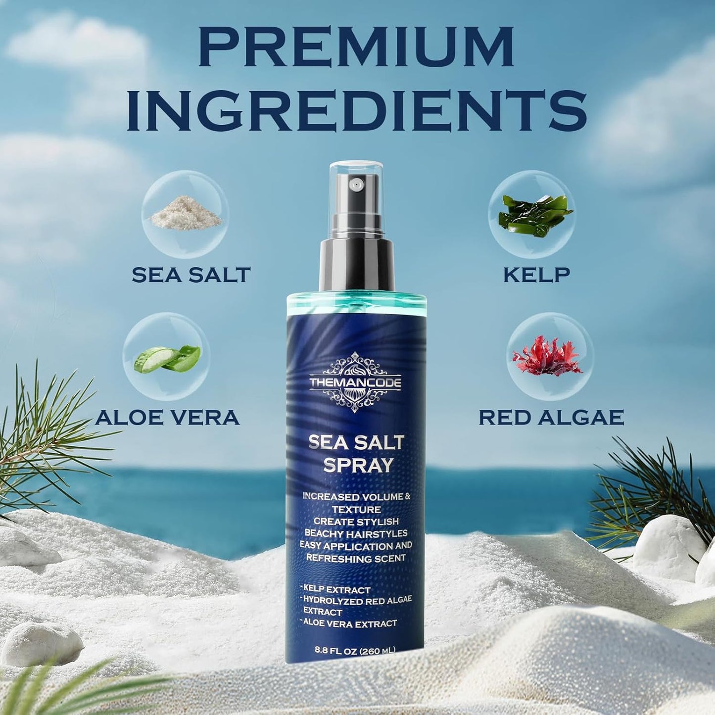 THEMANCODE Sea Salt Spray for Men - Texturizing Hairspray for Instant Volume | 8.8 Oz Travel Size