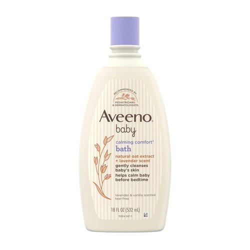 Aveeno Baby Nighttime Calming Comfort Bath, Body & Hair Wash with Relaxing Lavender & Vanilla Scents & Natural Oat Extract, Tear-Free Formula, Paraben-, Phthalate- & Soap-Free, 18 Fl. Oz