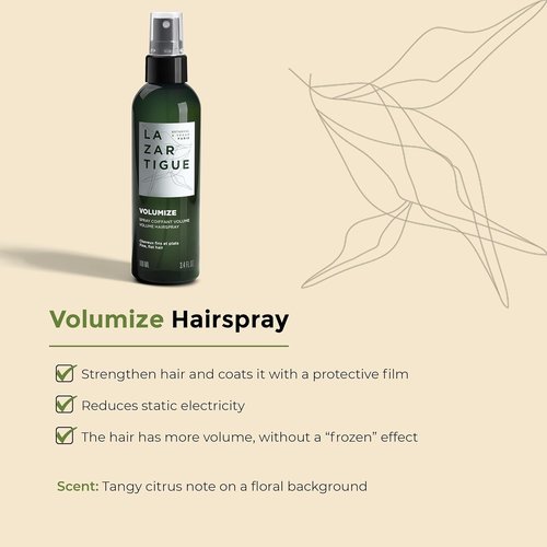 Lazartigue Volumize Hairspray - Strengthening Hair Spray for Fine & Thin Hair | Vegan & Sulfate-Free, 3.4 Fl. Oz.