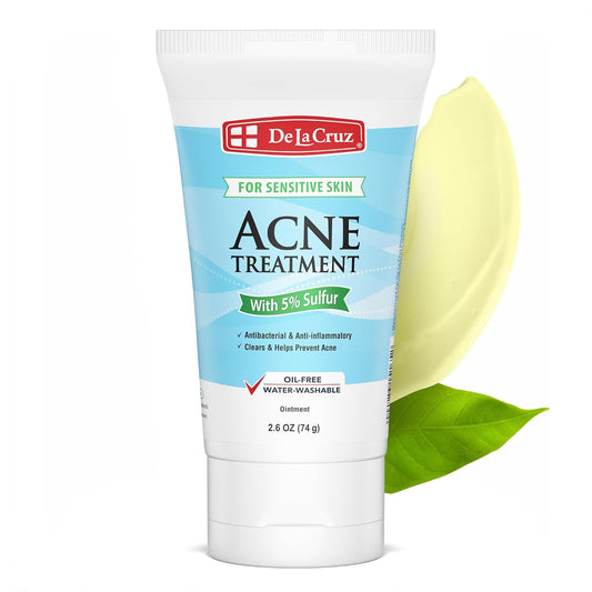 De La Cruz 5% Sulfur Ointment - Effective Cystic Acne Treatment for Face & Body - 2.6oz Tube