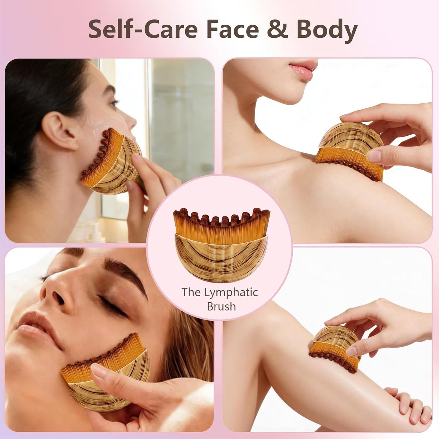 Skiennix Lymphatic Contour Face Brush - Super Soft Manual Massager for Sculpting & Puffiness Relief | Portable Case Included