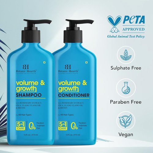 Botanic Hearth Volume & Growth Shampoo and Conditioner Set - Biotin & Rosemary, 16 fl oz Each | Sulfate & Paraben Free
