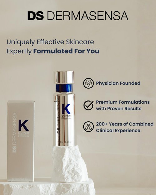 DS Dermasensa K Super Eye Serum, 0.5 fl oz (15ml) – Vitamin K & Arnica Formula for Dark Circles & Puffiness