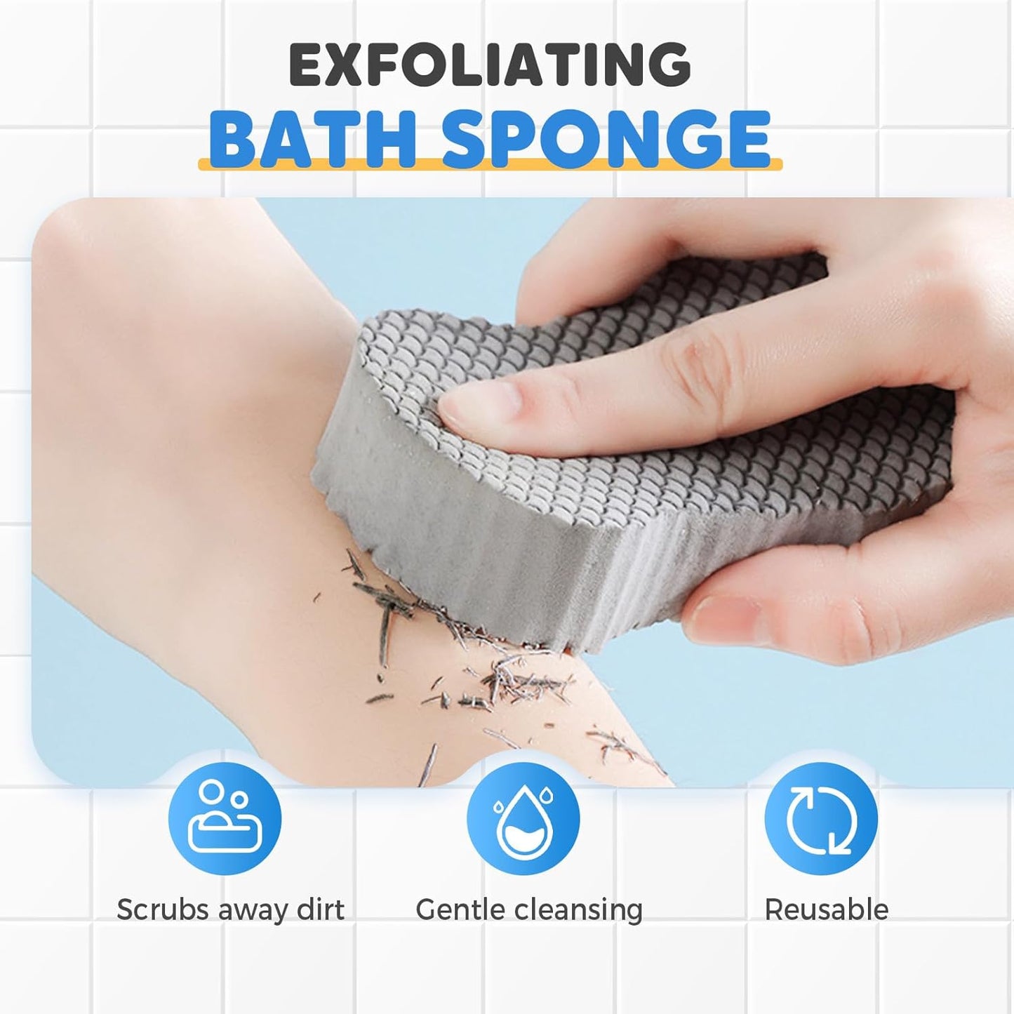 Skiennix Exfoliating Bath Sponge - Super Soft Dead Skin Remover | Reusable Shower Scrubber (Pink & Blue)