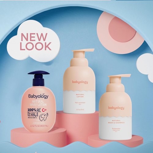 Babyology All Natural Baby Wash & Shampoo - 100% Edible Ingredients with Organic Lavender - Tear-Free & Non-Toxic for Sensitive Skin
