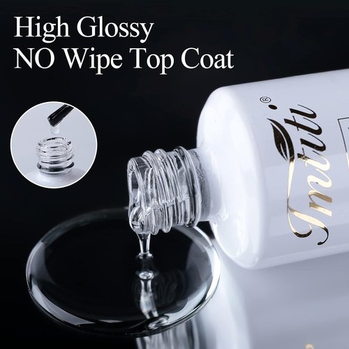 Imtiti No Wipe Gel Top Coat - High Shine, Long-Lasting & Chip Resistant Clear Nail Polish (0.54 Fl. Oz)