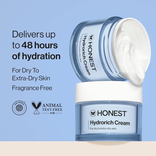 Honest Beauty Hydrorich Cream - Hyaluronic Acid & Mushroom Complex for Dry Skin | Vegan & Hypoallergenic