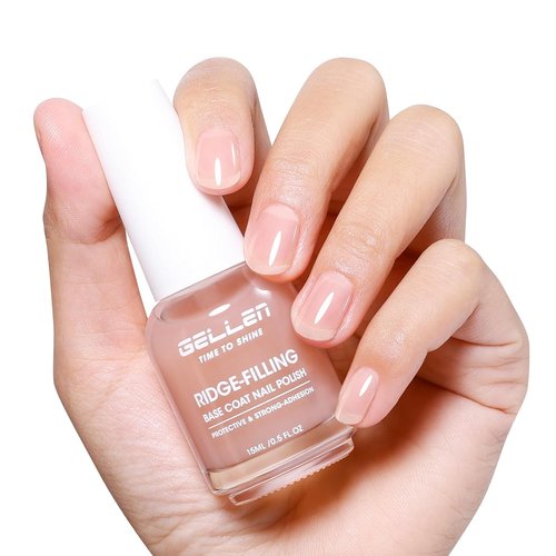 GELLEN Clear Nail Polish Base Coat - Ridge Filling Sheer Nude Tint for Smooth, Strengthened Nails | Nourishing Formula with Shea Butter & Vitamin E
