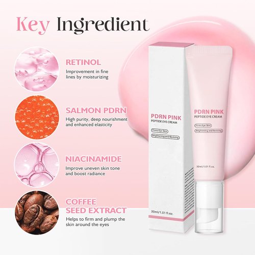 PDRN Pink Peptide Eye Cream - Anti-Aging Under Eye Treatment with Niacinamide & Retinol | 30ml/1.01 fl. oz