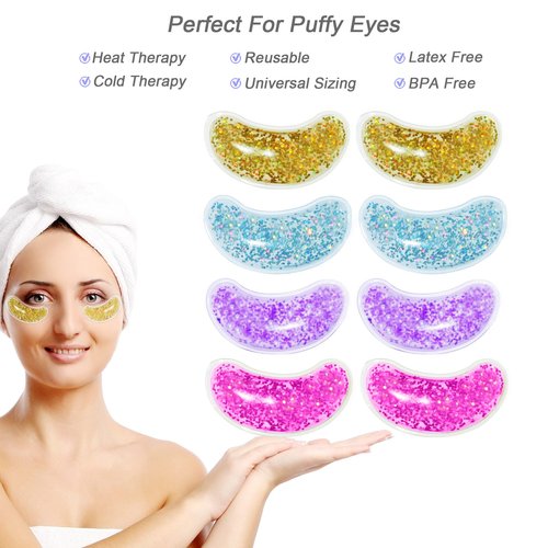 Under Eye Patches for Puffy Eyes, Reusable Ice Gel Eye Pad Cooling Eye Patch Hot Cold Therapy Eye Mask 8 Pack