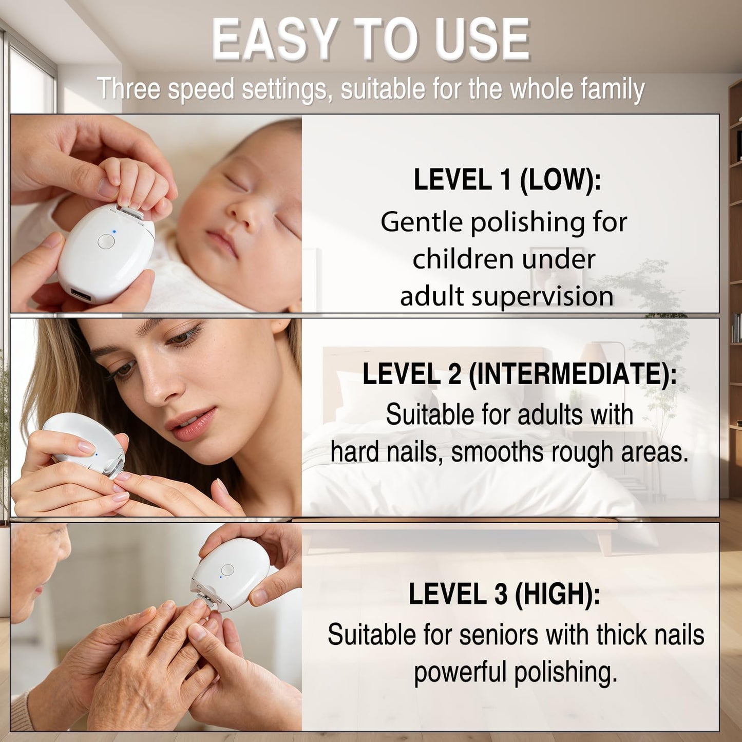 Universal Automatic Fingernail Grinder, 3 Speeds Electric Nail Clipper, Portable Nail Cutter and Trimmer with LED Light & Clip Storage, Electric Toenail Clippers for Seniors & Adults (1PC)