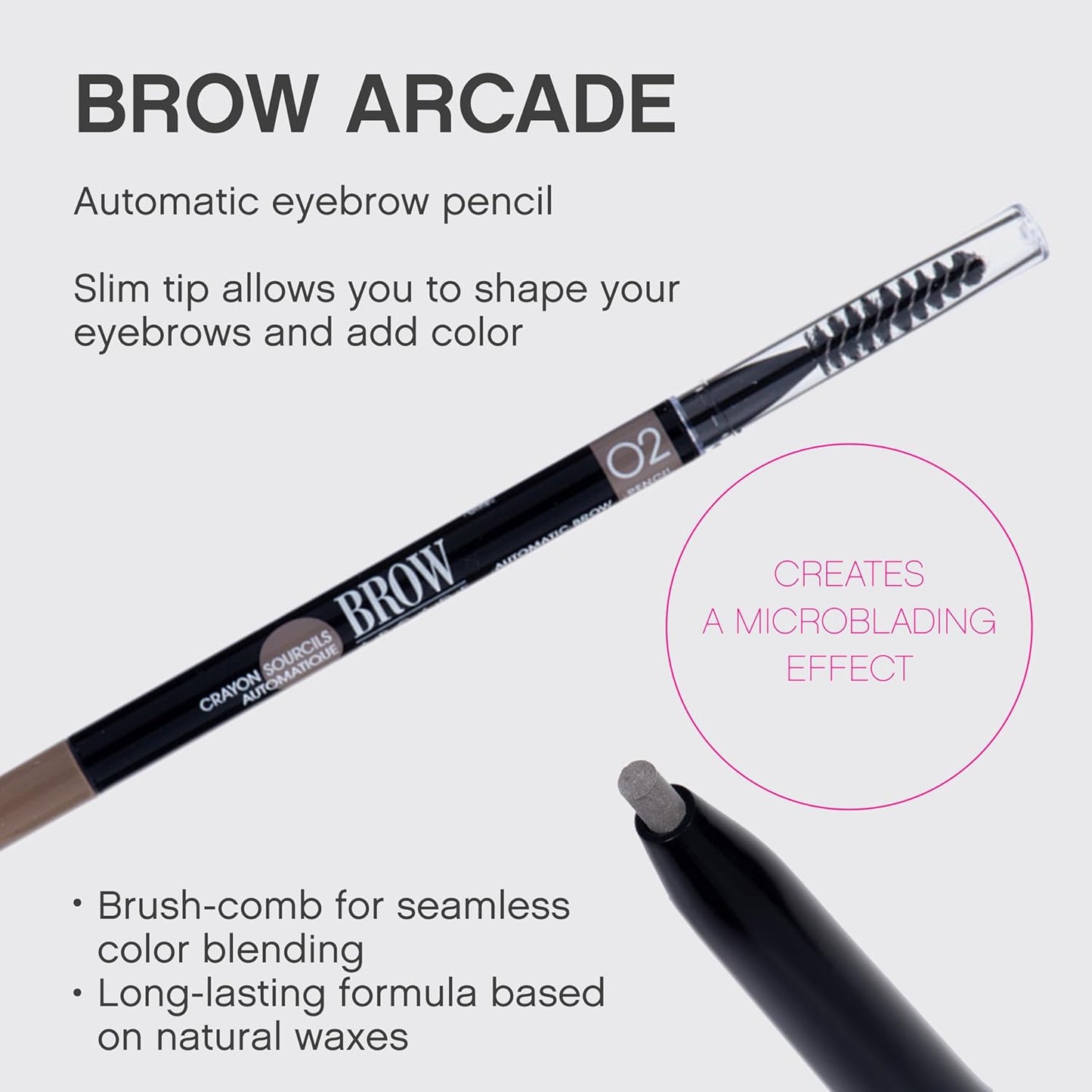Vivienne Sabó Eyebrow Pencil - Micro Definer with Brush for Natural Shaping | Long-Wear Color, Shade 02 Chocolate Brown, 0.035 oz