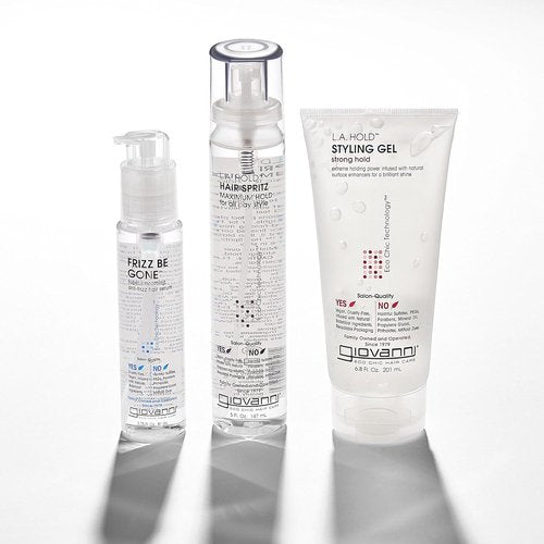 GIOVANNI ECO CHIC Frizz Be Gone - Super Smoothing Anti-Frizz Hair Serum, Adds Shine, Seals in Color, Infused with Natural Botanical Ingredients, Salon Quality, No Parabens - 2.75 oz (3 Pack)