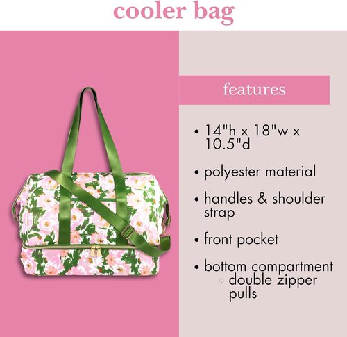 Kate Spade New York Large Insulated Cooler Tote Bag - Soft-Sided Beach Bag with Shoulder Strap | Hidden Garden