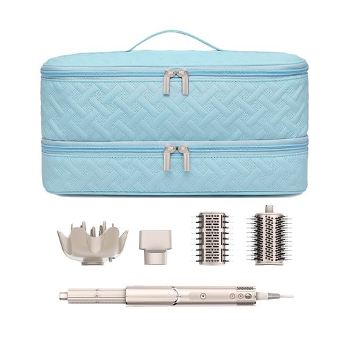 ARLMEGOR Double-Layer Travel Carrying Case for Hair Dryer/Shark Flexstyle/Dyson Airwrap and Hair Styler Attachmentst Portable Storage Organizer Bag Hair Tools Travel Bag (Blue)