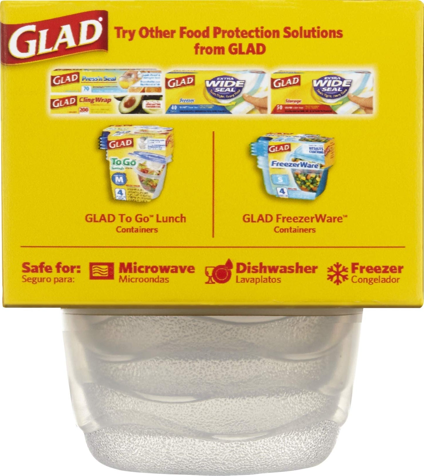Glad GladWare To Go Snack Food Storage Containers - Medium Round - Meal Container Holds up to 24 Ounces of Food - Lock Tight Seal, 4 Count