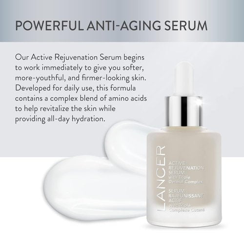 Lancer Skincare Active Rejuvenation Serum - Daily Anti-Aging Formula with Triple Dermal Complex | 1 Fl Oz