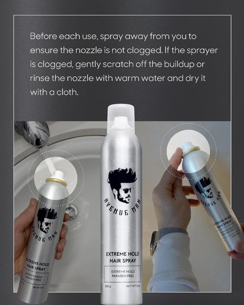 Avenue Man Extreme Hold Hairspray - Paraben-Free Hair Spray for Men | 9.0 oz with Natural Extracts