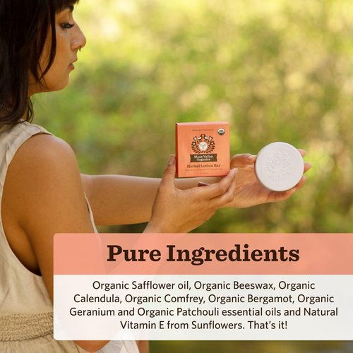Moon Valley Organics Herbal Lotion Bar - Bergamot Geranium Scent | Heal & Restore Chapped Skin