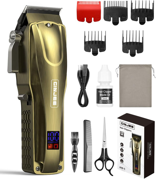 Skiennix Hair Clippers - Cordless & Corded Barber Clipper with 5Hrs Runtime, 7000RPM Motor | Waterproof Gold Cutting Kit