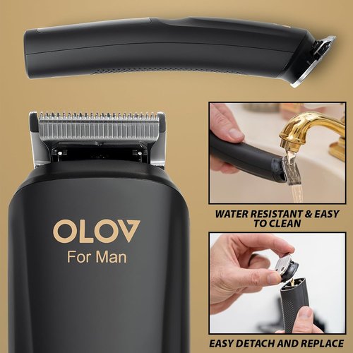OLOV Beard Trimmer - 21-Piece All-in-One Men's Grooming Kit with USB Recharge Dock | Hair, Nose & Ear Clipper