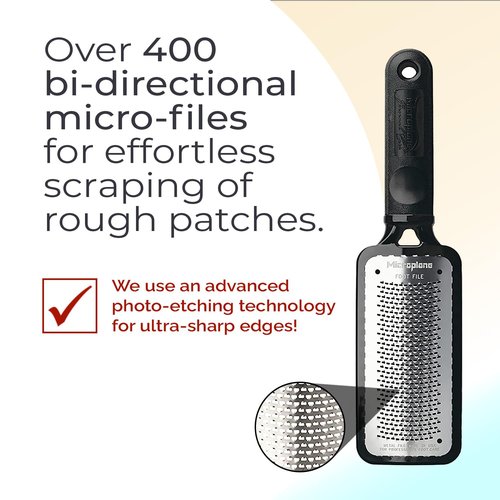 Microplane Colossal Foot File - Original Stainless Steel Callus Remover & Gentle Foot Scrubber | Black