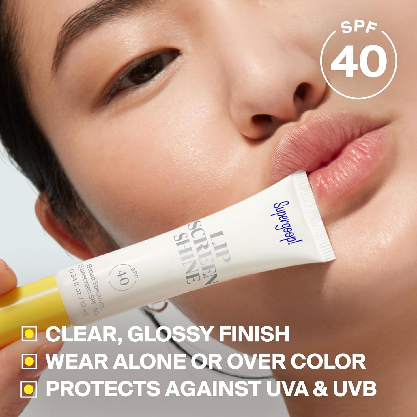 Supergoop! Lipscreen Shine SPF 40 - Water-Resistant Clear Lip Gloss with Grape Seed & Kelp Extract - 0.34 fl oz