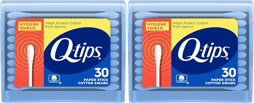 Q-tips Cotton Swabs - Travel Size Hygiene Shield Toiletries | 100% Cotton, 30 Count (Pack of 2)