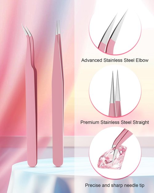 Rhinestone Picker Tool Set,Rhinestone Applicator Tool,Rhinestone Picker Dotting With 4 Extra Pink Replaceable Wax Head and 2 Tweezer (Pink A)