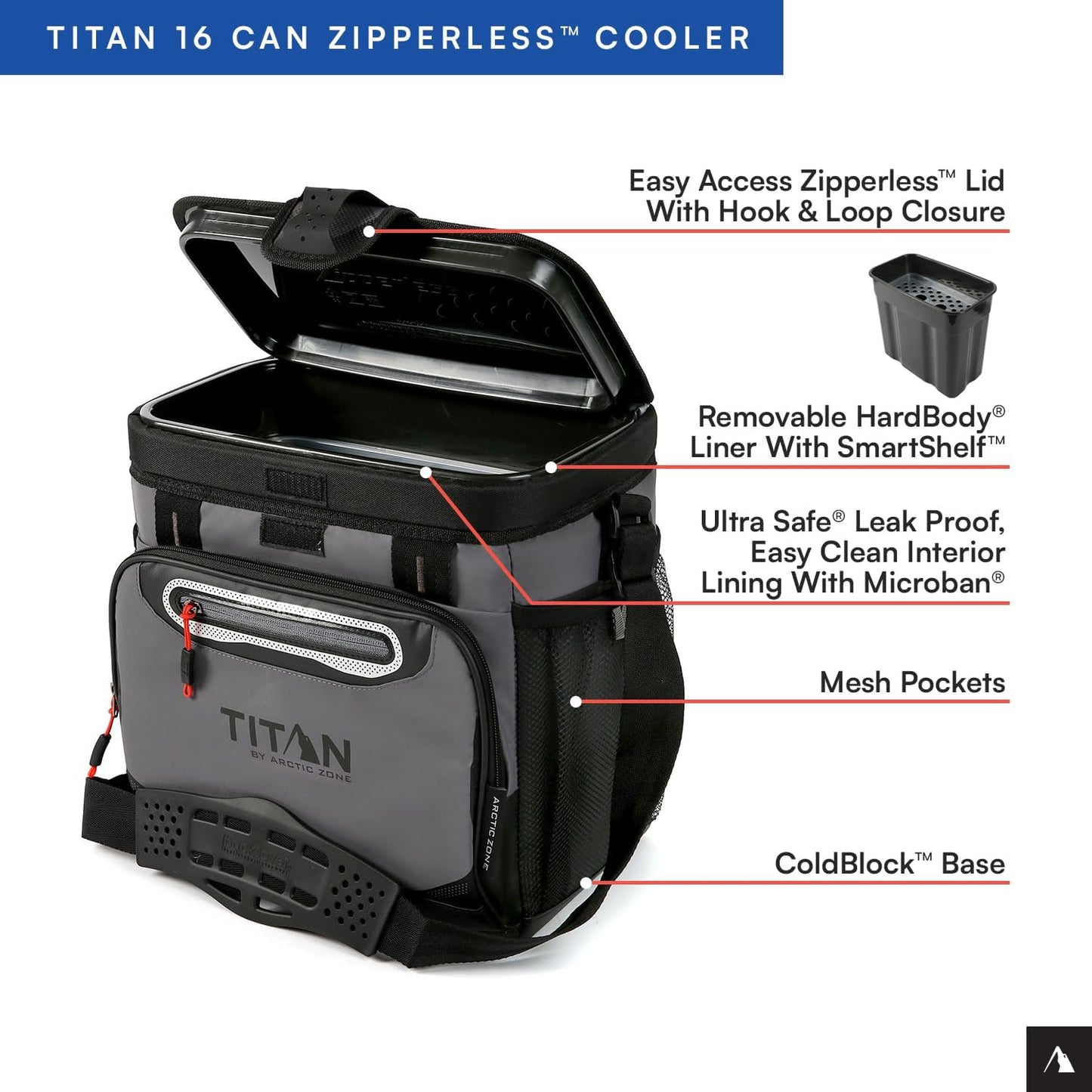 Titan by Arctic Zone Deep Freeze Cooler - Zipperless Hardbody Design with Superior Insulation & SmartShelf