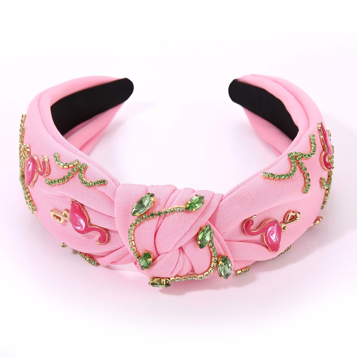 JERTOCLE Flamingo Headband for Women Tropical Pink Flamingo Knotted Headband Summer Boho Top Knot Headband Summer Beach Vacation Hair Accessories Gifts