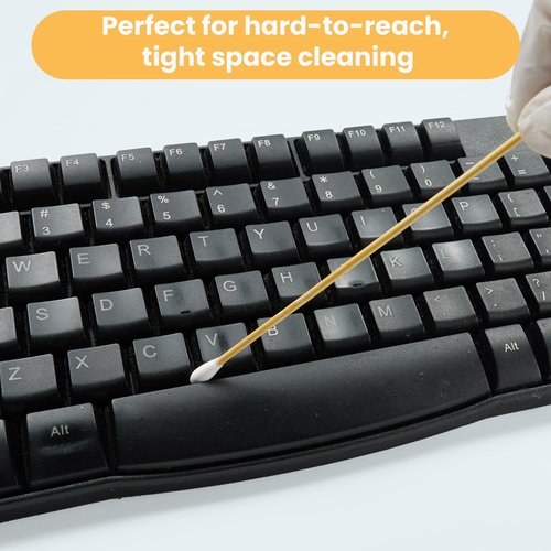 500PCS 6" Cotton Swabs in Storage Box - Long Cotton Swab with Bamboo Handle - Lint Free Cotton Swabs with Wooden Sticks - Highly Absorbent Cotton Tipped Applicators for Makeup, Gun Cleaning, Pet Care