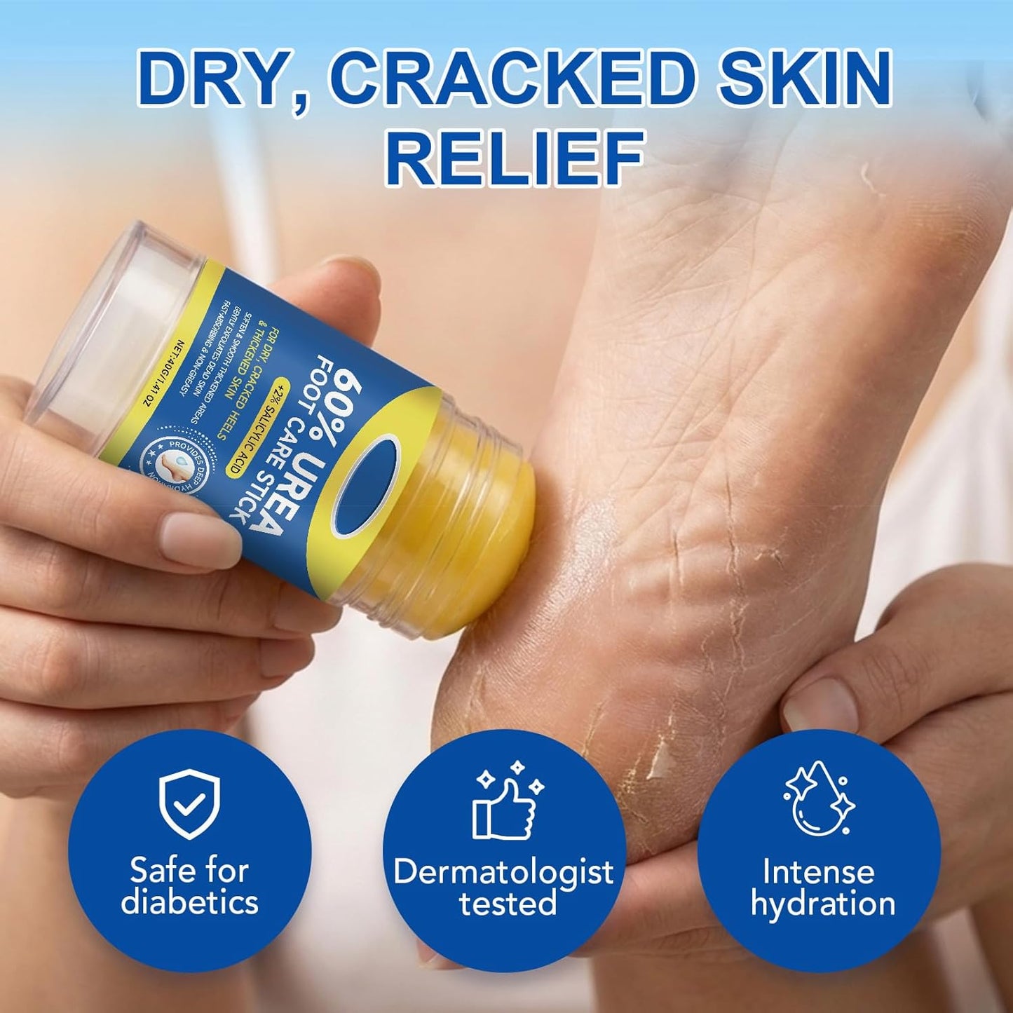Skiennix 60% Urea Cream Stick - Maximum Strength Foot Cream with 2% Salicylic Acid | Softens Dry Cracked Heels