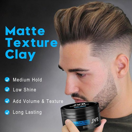 JVR Hair Clay - Medium Hold Matte Finish Texturizing Clay for All Hairstyles | 2.86 oz Natural Ingredients