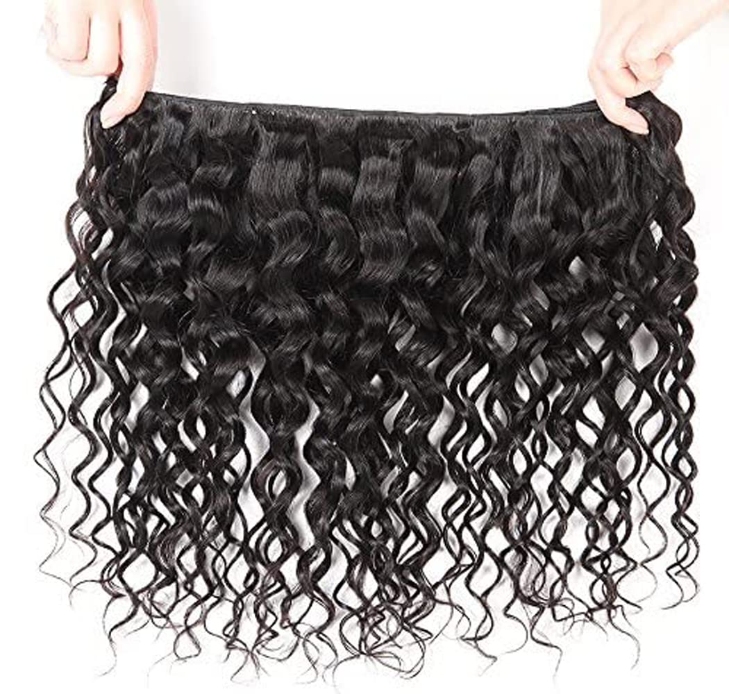 HeioWuio Water Wave Hair Bundles Natural Black Color Brazilian Remy Hair Weaves No Tangle Hair Extensions Real Unprocessed Virgin Hair Bundle 28 28 28 Inch