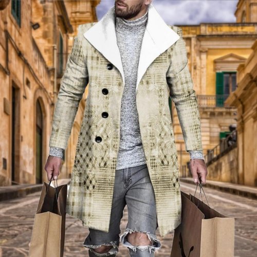 BIVENANT Men's Thermal Wool Blend Peacoat - Casual Notched Collar Business Trench Coat