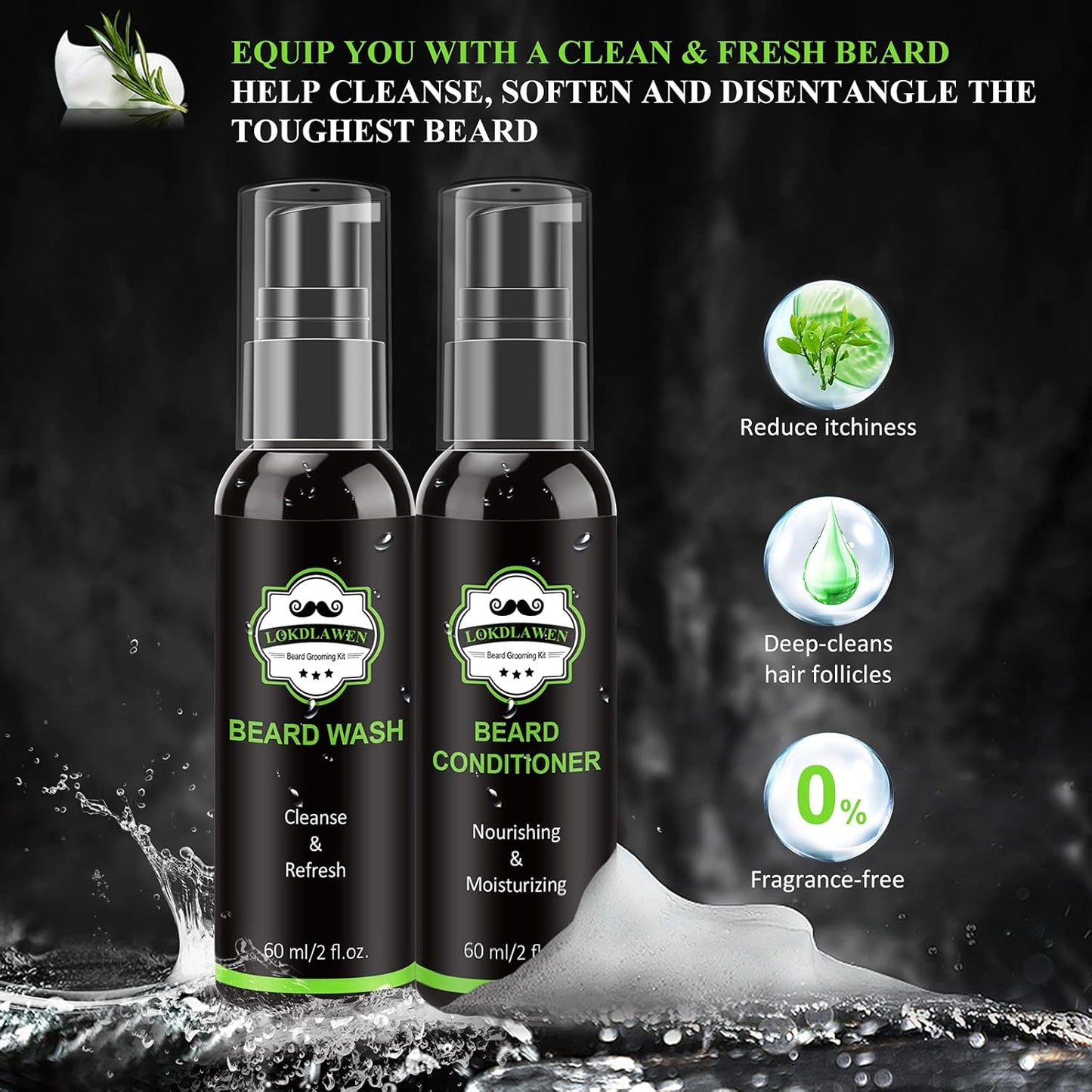 Skiennix Beard Kit for Men - Complete Grooming Set with Wash, Conditioner, Oil, Balm & Tools
