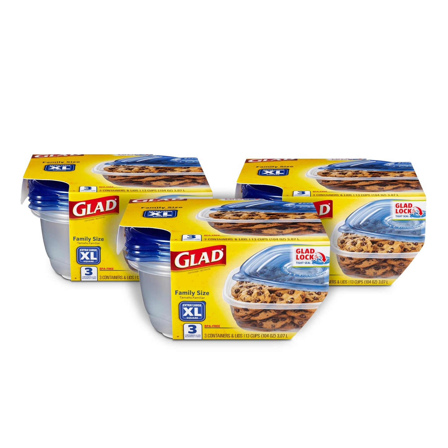 Glad GladWare To Go Snack Food Storage Containers - Medium Round - Meal Container Holds up to 24 Ounces of Food - Lock Tight Seal, 4 Count